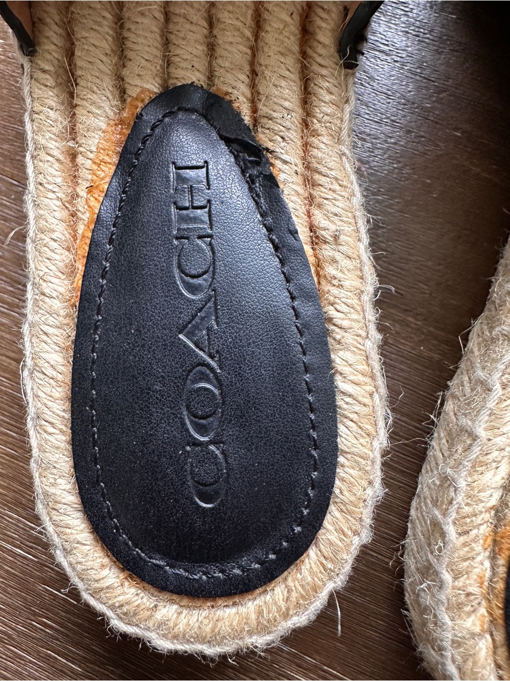 Coach Claudia Black Leather Slide Espadrille Open Toe Sandals Size 7.5 - Picture 5 of 9